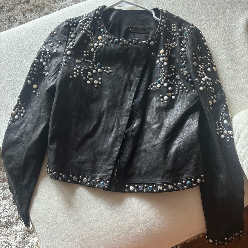 DVF Studded Leather Jacket Size 4